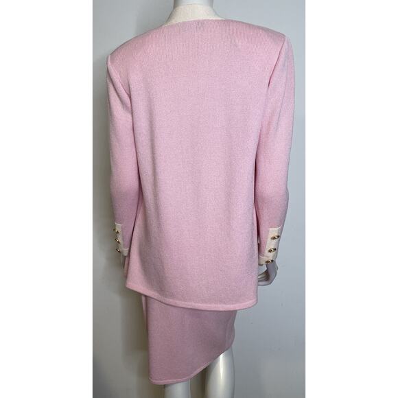 St. John Petal Pink Santana Knit 2 Pc Skirt Suit 10 M NWT NEW Jacket Straight - Picture 2 of 15